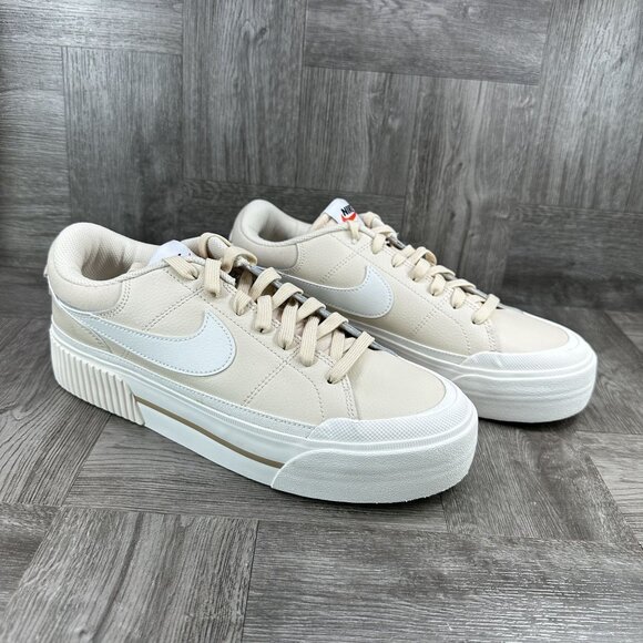 Nike Court Legacy Lift Women 9 Beige DM7590-200 Leather Lifestyle Shoes - Picture 5 of 8